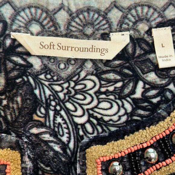 Soft Surroundings Venetian velour beaded paisley tunic blouse size L - Picture 7 of 9